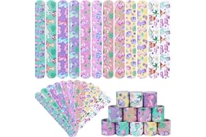 Serencatcher 48PCS Dinosaur Party Favors for Girl Pink Dinosaur Slap Bracelets Dino Slap Wristbands for Pink Dinosaur Birthday Party Decorations Supplies Gift Bags Filler Classroom Rewards