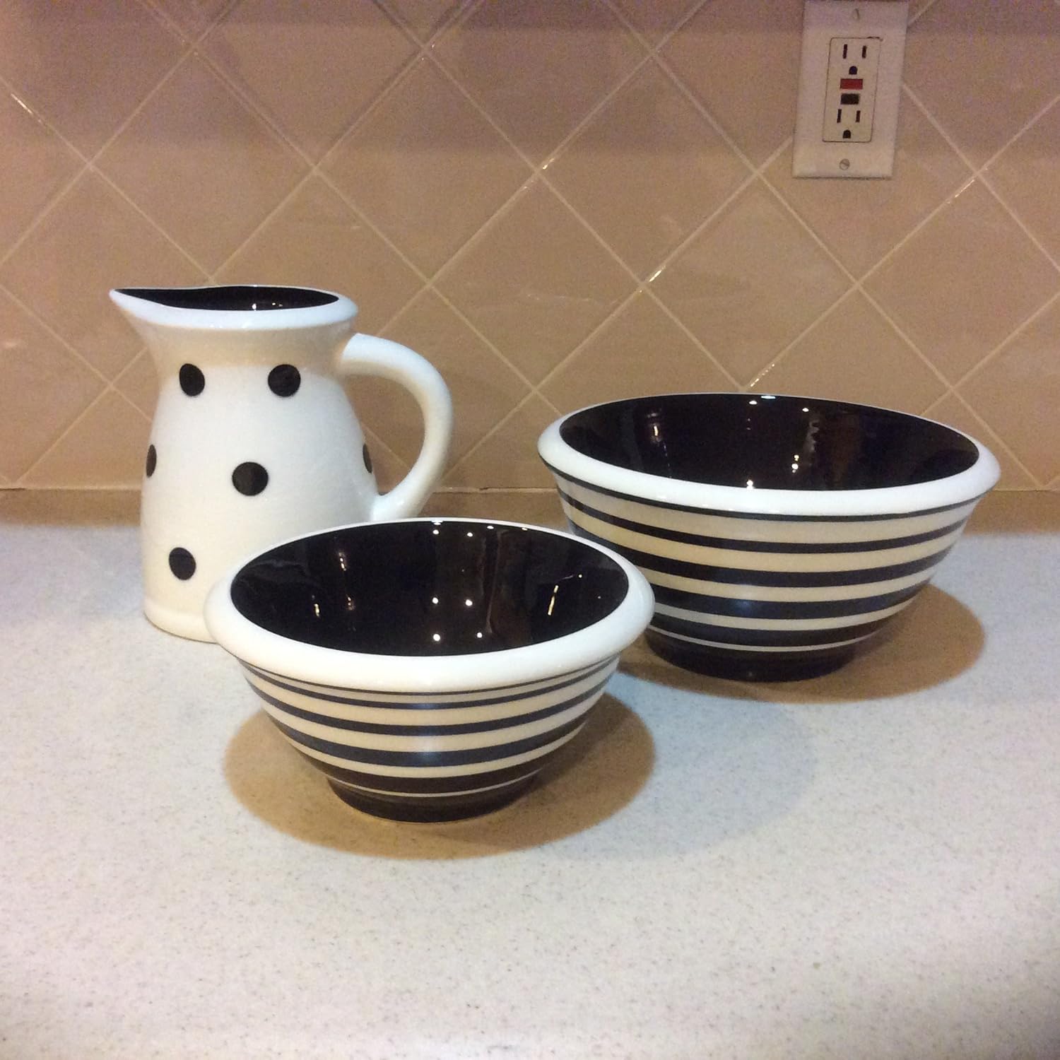 Terramoto Ceramics (Original) Black and White Polka Dots/gradual