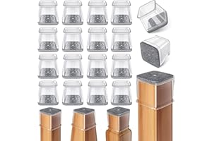 Ansible 24 Pcs Chair Leg Floor Protectors Square, Silicone Felt Furniture Leg Pads Caps Covers for Hardwood Floors (Fit:1-1/16" to 1-5/8")