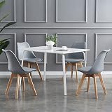 mcc direct Set of 4 Dining Chairs Grey Wood Legs Soft Cushion Pad DELUXE view 7