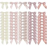 AIMUDI 5 Colors Dusty Rose Twist Tie Bows 3.5" Premade Satin Ribbon Bows for Gift Wrapping Pre-Tied Rose Pink Bows for Crafts, Wedding Decor, Baby Shower, Birthday, Bridal Shower Favors - 50 Counts