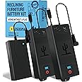 The Blue Cactus Company Two Universal Battery Packs for Reclining Furniture with LCD Display - Wireless 2500mAh Rechargeable Battery Packs with One Charger and Power Cord Combo