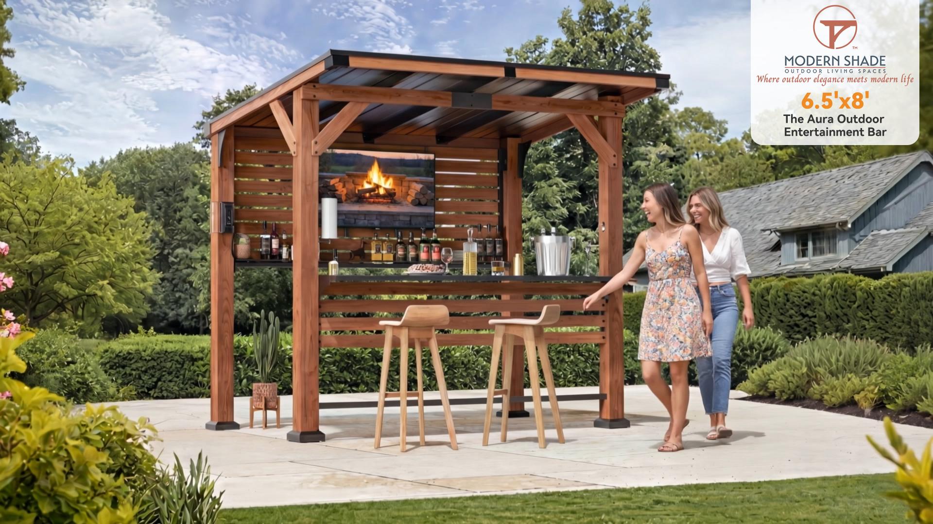 MODERNSHADE Cedar Bar Gazebo Review: 6.5x8 ft Outdoor Entertainment Center with TV Mount image 25