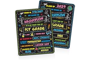 PROPHET First & Last Day of School Chalkboard, 14"x 11" Double-Sided School Board for Kids, Girls & Boys, School Sign, Reusable Back-to-School Supplies for Preschool, Kindergarten & 1st Grade Kids
