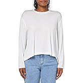 Norma Kamali Women's Cropped Boyfriend Long Sleeve Crew Top