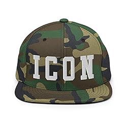 ICON Embroidered Snapback Hat, Icon Cap Green Camo