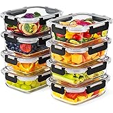 Sorbus 16pc (8 Rectangular 35oz Food Storage Containers and 8 Airtight Lids) – 4.4 Cup Glass Meal Prep Containers, Dishwasher, Freezer, and Oven Safe – Reusable Glass Food Containers for Meal Prep