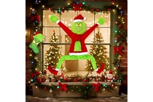 MAKER PLANET Christmas Decorations, 5.58FT Large Green Christmas Funny Doll with Stocking, Bendable Arms & Legs, Whimsical Elf Plush Decoration for Home, Tree, Wall, Party – Indoor Outdoor Holiday Display