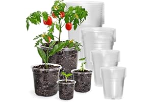 Bluepro 36 Packs 6.7/5/4/3.5 Inch Reinforced Clear Nursery Pots with Drainage Hole, Transparent Variety Pack Plastic Plant Po