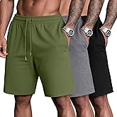 Evervibe 3 Pack Men Casual Shorts Plus Size Summer Shorts Drawstring Bermuda Athletic Elastic Waist Lightweight Shorts