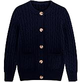 Girls Cardigan Long Sleeve Button Down Sweater Toddler Kids Knit School Uniforms Sweaters with Pockets 3-14 Years