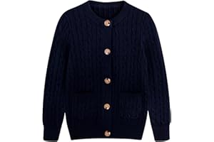 HOZIY Girls Cardigan Long Sleeve Button Down Sweater Toddler Kids Knit School Uniforms Sweaters with Pockets 3-14 Years