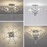 Ganeed Vintage K9 Clear Crystal Chandelier 4 Light Ceiling Fixture Silver view 5