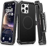 TUTUKII for iPhone 15 Pro Case Belt Clip Holster [Compatible with Magsafe] Military Grade [ Shockproof] [Dropproof] Heavy Duty Protection Kickstand Magnetic Phone Case for 15 Pro 6.1" Dark Black