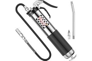 Bravex Heavy Duty Professional Pistol Grip Grease Gun 6000 PSI - 18 inch Flex Hose …