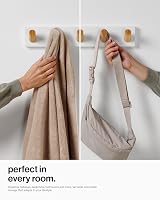 LARHN White Coat Hooks Wall Mounted Rack 5 XL Hooks 42cm All Fixings view 5