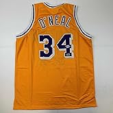 Facsimile Autographed Shaquille Shaq O'Neal Los Angeles LA Yellow Reprint Laser Auto Basketball Jersey Size Men's XL