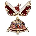 The Nutcracker Musical Egg Christmas Decor Peter Carl Fabergé-Style with More Than 100 Hand Set Simulated Gems 22k Gold Scroll Made of Heirloom Porcelain
