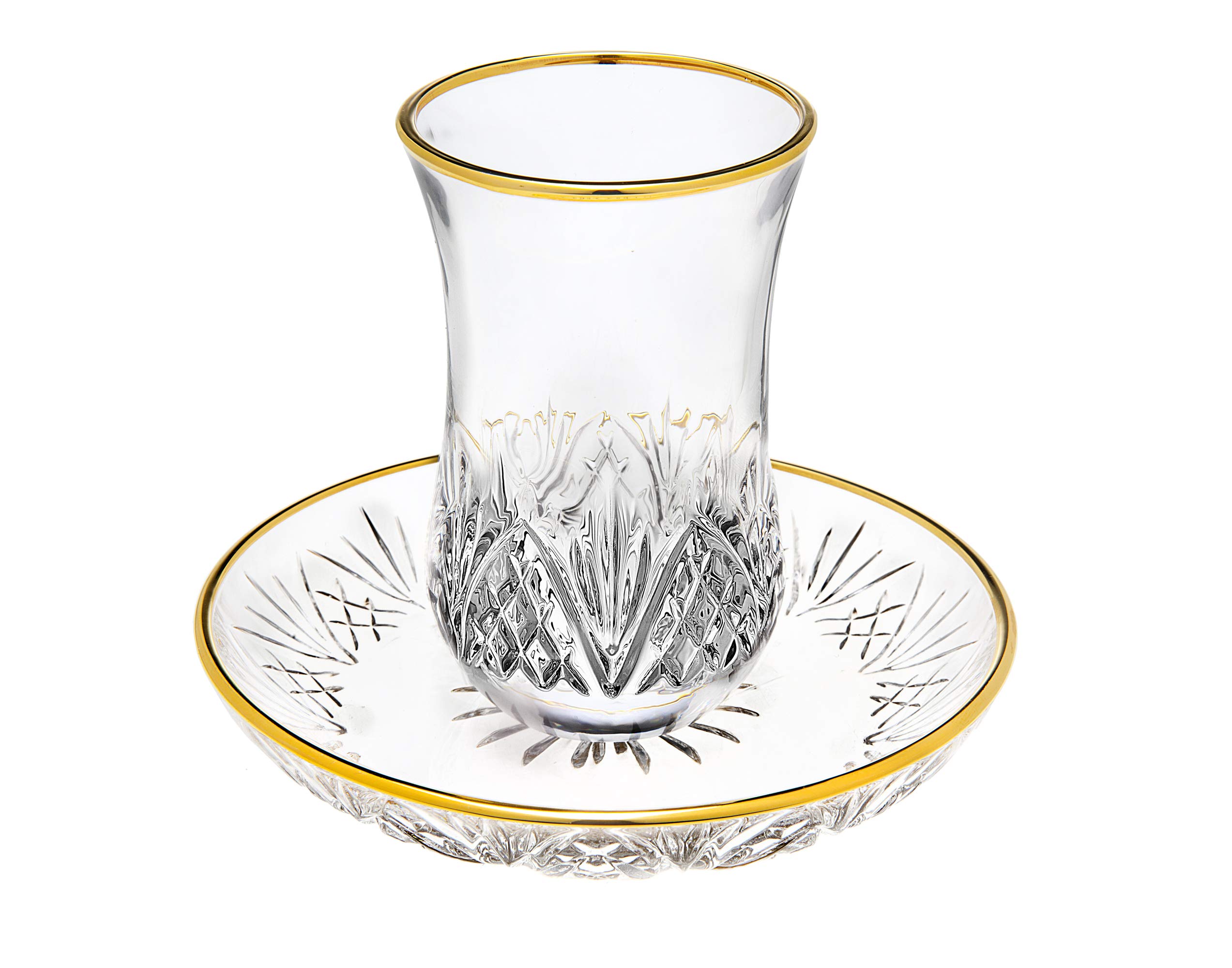 Godinger Dublin Crystal Kiddush Cup and Saucer with Gold Edge