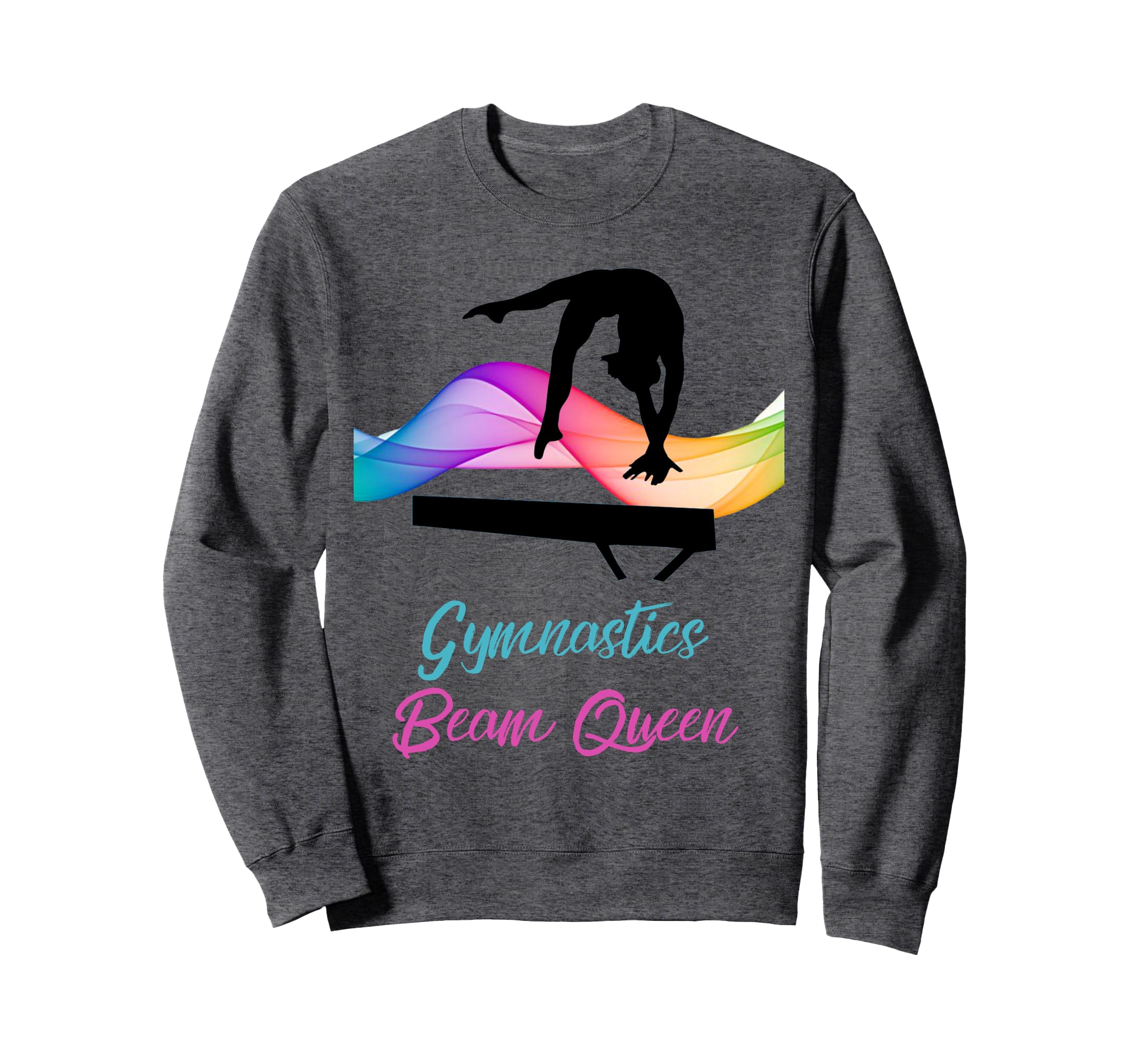Gymnastics Beam Gymnastic Swirl Queen Gymnast Girl Pink Aqua Sweatshirt