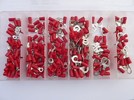 SK-DV 250 Ring Kabelschuhe/Ringoese M3 - M8 - Sortiment Nr. 1 - rot für Kabel von 0,5 mm² - 1,5 mm