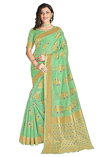 Women�s Cotton Blend Banarasi Saree (Bridal_Silk114)