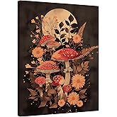 DIENADFX Vintage Mushroom Canvas Wall Art Decor, Gothic Dark Cottagecore Paintings Wall Kitchen Bathroom Room Decor, Mushroom Wall Decorations, Vintage Botanical Farmhouse Wall Art Pictures,11x14Inch