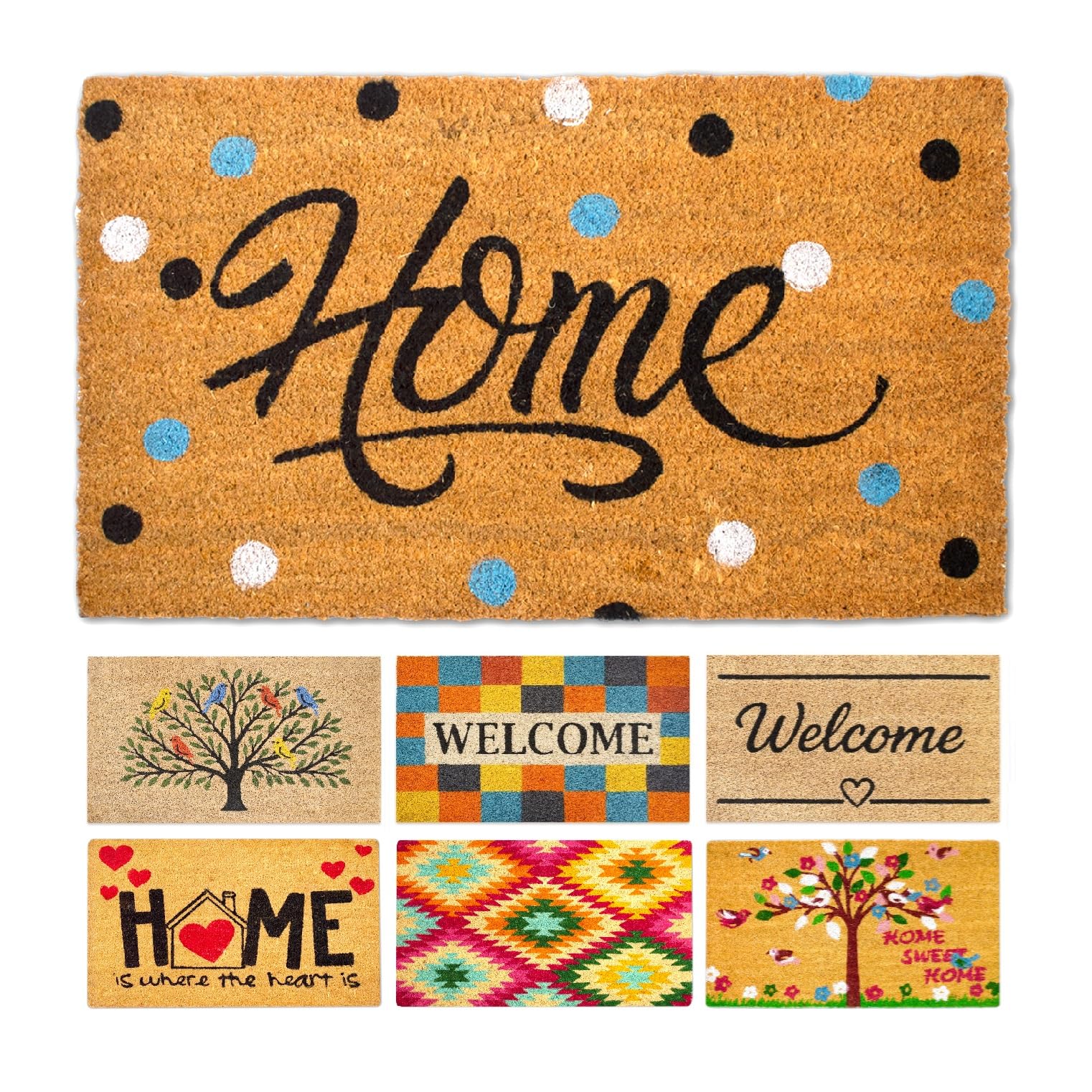 LUA VIKA Coir Doormat - Home colours - 40x70 cm - Outdoor Door mat - Front Door mat outside - Doormats outside