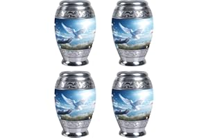 PARUHAS Mini Dove Flying Urn for Ashes - Adult, Mom & Dad Funeral Urn - Small Human Remains Container (3 Inch, 4 Pcs)
