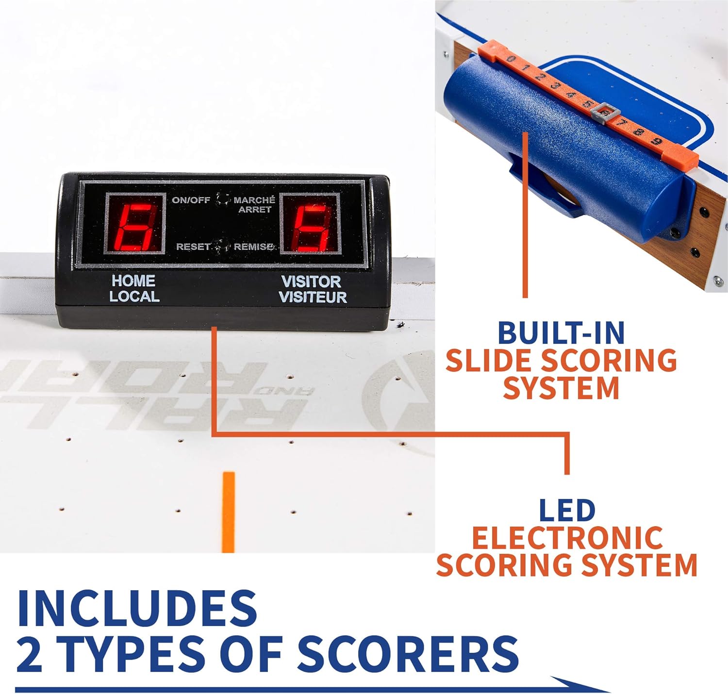 Rally and Roar Tabletop Air Hockey Table, Travel-Size, Lightweight, Plug-in - Mini Air-Powered Hockey Set with 2 Pucks, 2 Pushers, LED Score Tracker - Fun Arcade Games and Accessories : Sports & Outdoors