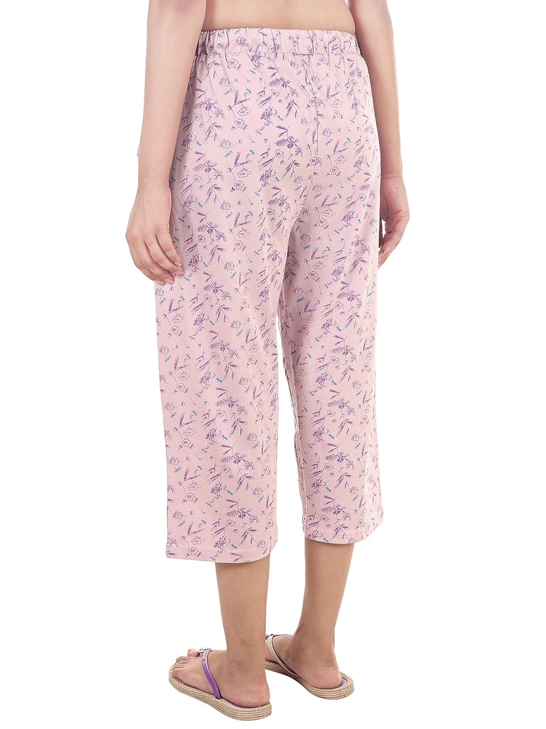 9teenagain women's hosiery night pyjama (lavender & purple printed)