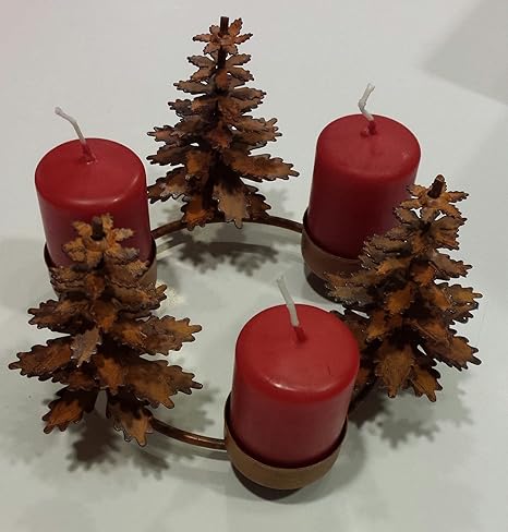 Centrotavola Natalizi Amazon.Montemaggi Portacandela Ferro Abeti Albero Di Natale Centrotavola Decorazione Amazon It Casa E Cucina
