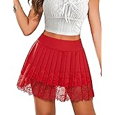 Avidlove Womens Pleated Skirt Lace Mini Skirts Sexy High Waist Short Going Out Skirt