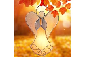 KUNDGLA New Yellow Angel Suncatcher Stained Glass Suncatchers for Winedows Hanings Ornament Home Or Garden Decorative Gifts for Friends Mom Teacher Birthday Christmas Tree Holiday Hanging Decor