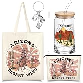 Chuangdi 4 Pcs Arizona Travel Gifts Set Souvenirs for Christmas Traveler | Tote Makeup Pouch 16oz Tumbler Keychain Vacation Accessory, Souvenirs for Christmas Traveler Friend Lover Sister Gift Holiday