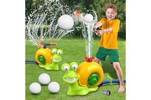 ROUSKY 2 in1 Water Sprinkler Baseball Toy for Kids,Snail/Helicopter Sprinkler Ball Set with 2 Sprinkler Heads,Outdoor Spray Play Water Toys for Backyard Lawn Garden Summer Pool Party Fun (Snails)