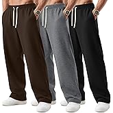 August Alley 3 Pack Big and Tall Men's Sweatpants Open Bottom Athletic Pants Drawstring Elastic Waist with Pockets