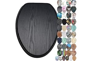 SANILO Wooden Toilet Seat with Soft Close [ELONGATED] - Decorative, Quiet & Slow Close Molded Wood Seat - With Strong Bumpers & Hinges - Adjustable Fit - Black Wood