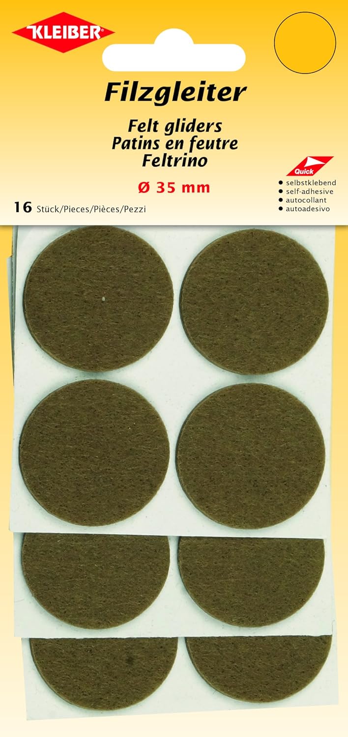 Kleiber Felt Gliders, Brown, 35 mm, 18 x 10 x 1 cm