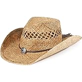 MIX BROWN Straw Cowboy Hats Cowgirl Hat Western Cowboy Hat Rancher Hat for Men Women, Exquisite Decoration Band