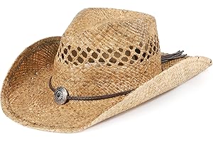 MIX BROWN Straw Cowboy Hats Cowgirl Hat Western Cowboy Hat Rancher Hat for Men Women, Exquisite Decoration Band