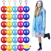 Liitrsh 30 Pcs Rain Ponchos for Adults Portable Disposable Emergency Raincoats Waterproof Raincoats in Ball with Hook Plastic Travel Rain Poncho for Kids Camping Outdoor Cycling Sports, 5 Colors