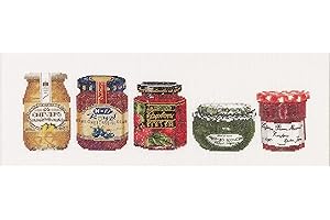 THEA GOUVERNEUR SINCE 1959 Thea Gouverneur - Counted Cross Stitch Kit - Jam Pot - Aida - 18 Count - Embroidery Kit for Adults - DMC Embroidery Threads and Other Cross Stitch Supplies Included - 3047A