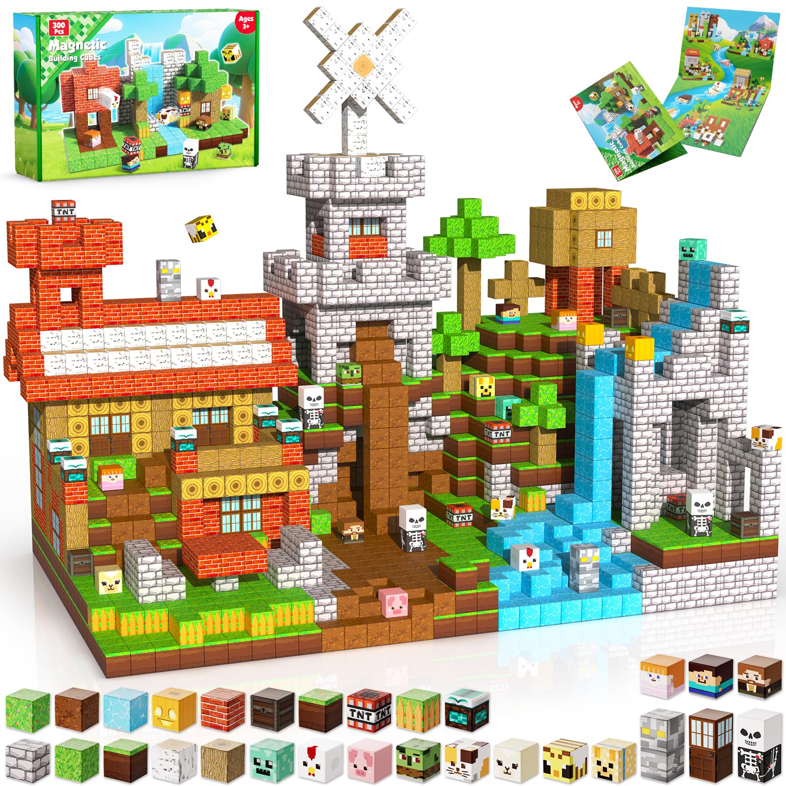 ToyUnited 300PCS Magnetic Blocks - Magnetic Building Blocks, Stacking Magnet Cubes Toys, STEM Montessori Sensory Game Toys for Kids Boys and Girls Ages 3 4 5 6 7 8 Christmas Birthday Gifts Image