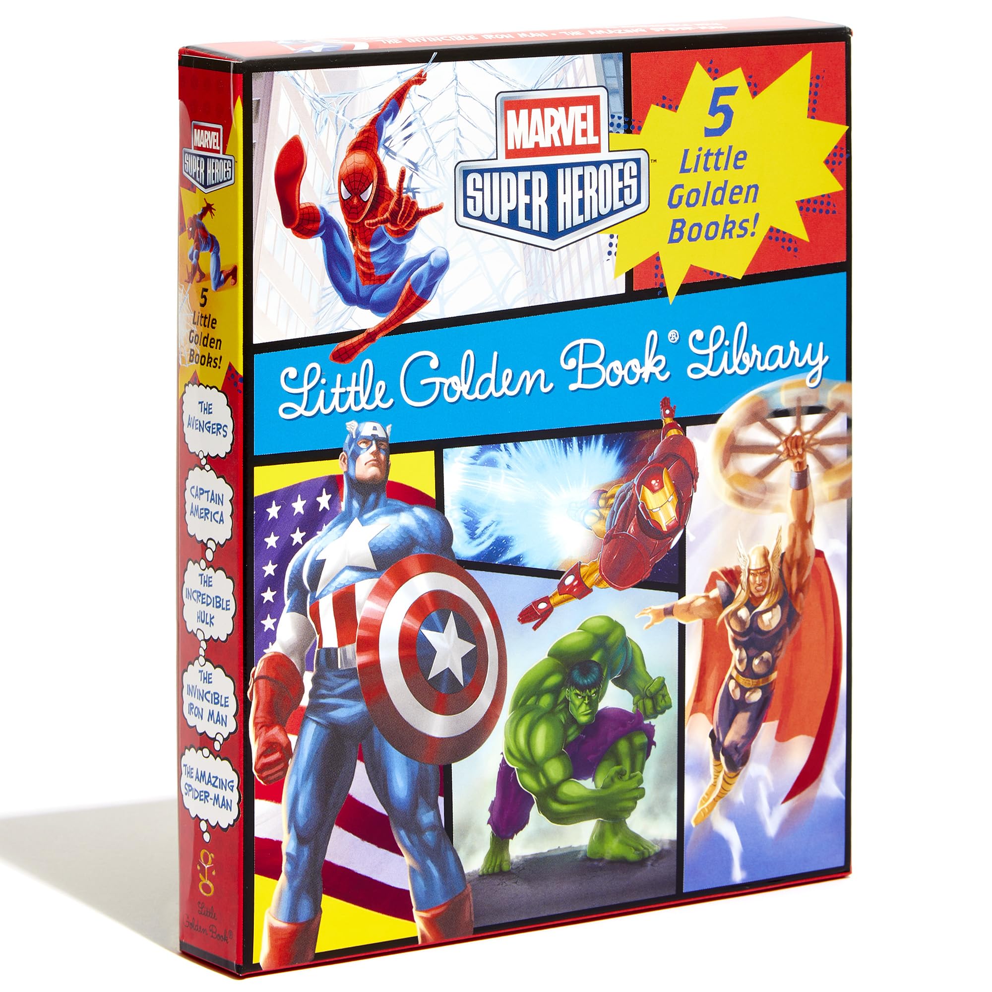 Marvel Super Heroes Little Golden Book Library: 5-Book Boxed Set: Spider-Man, Hulk, Iron Man, Captain America, The Avengers Marvel Super Heroes Little Golden Book Library: 5-Book Boxed Set: Spider-Man, Hulk, Iron Man, Captain America, The Avengers Hardcover