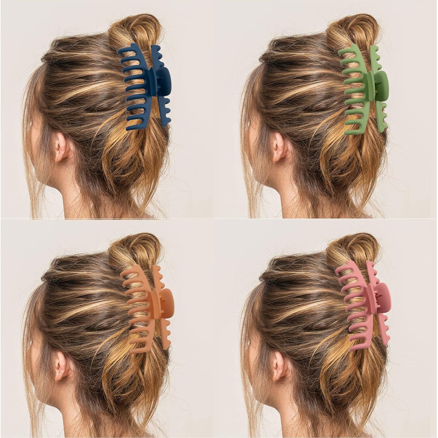 Whaline Hair Claw Clip Large Matte Hair Catch Nonslip Jumbo Hair Claws Strong Hold Hair Jaw Clamp Hair Styling Accessories for Women Girls Thin Thick Hair, 6 Pack, 4.33 Inch : Beauty