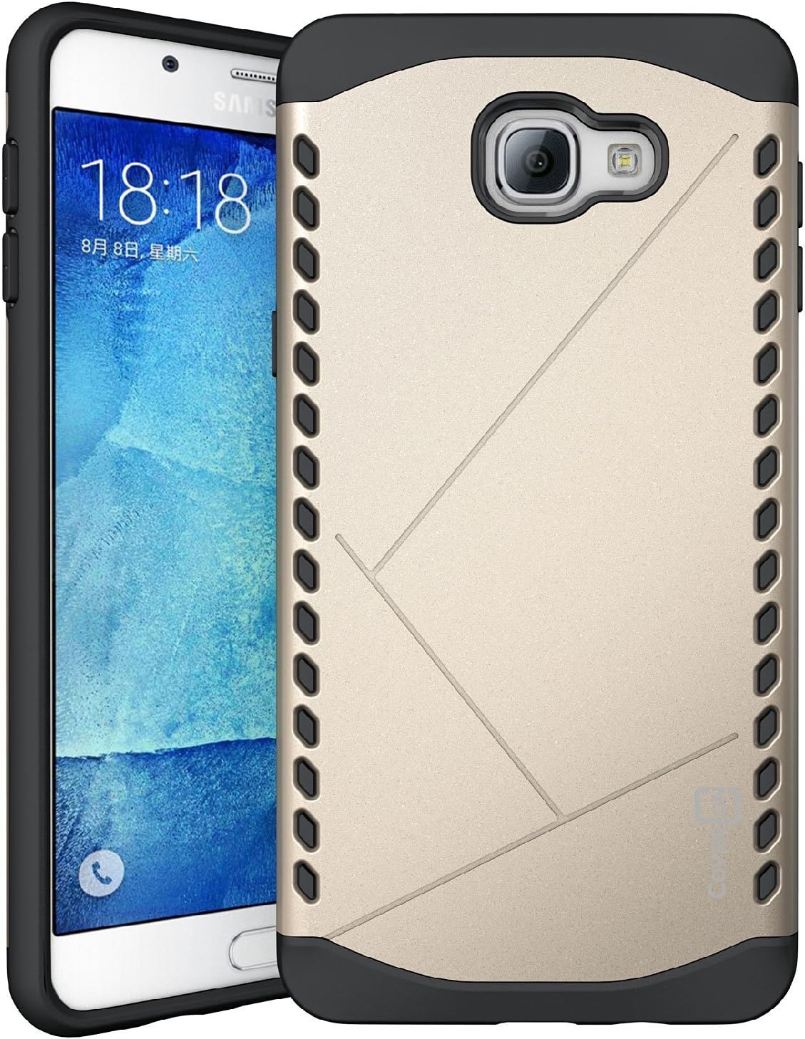 Samsung Galaxy A9 (A9000 2016) / A9 Pro (A9100) Case, [Drop Protection] Dual Layer Hard PC Cover + TPU Silicone Hybrid [Shock-absorption] Bumper Protective Case (Armour Gold)