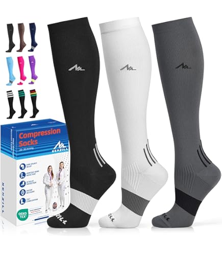 Chaussettes De Compression Femme – PRO Compression – Marathon, Running – Haute – Feuilles Automne