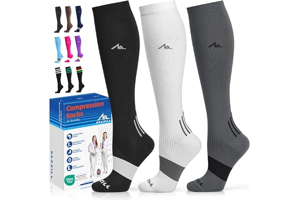 NEWZILL Medical Compression Socks for Women & Men Circulation 20-30 mmHg, Best for Running Athletic Hiking Travel Flight Nurs