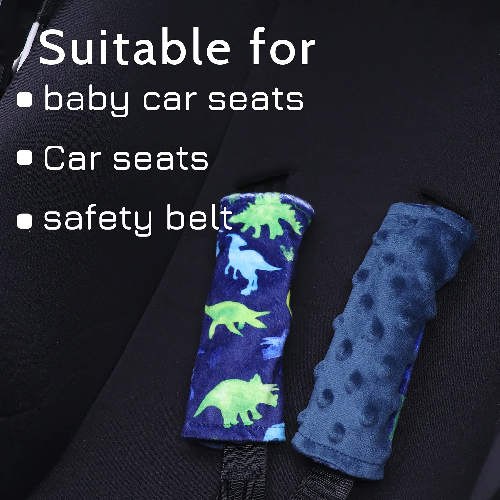 Baby Strap Cover, Stroller Strap Cover, Dinosaur Car Seat Strap Covers, Car Seat Straps Shoulder Pads, 2 Pack, Watercolor Pattern, for Baby Toddler Infant Boy Girl